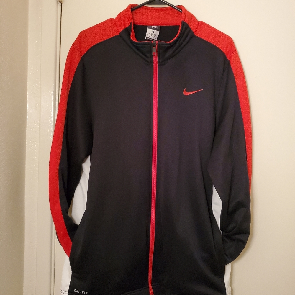 Men's Large Dri Fit Nike Jacket Red Black White